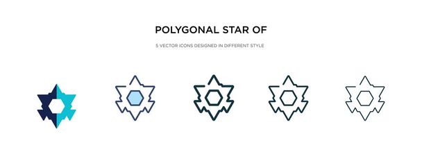 polygonal star of six points icon in different style vector illu - Vector, Image