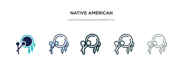 異なるスタイルのベクトル図でネイティブアメリカのドラムアイコン - ベクター画像