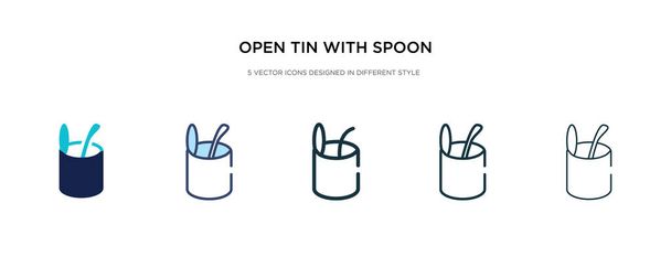 open tin with spoon icon in different style vector illustration. - Vector, Image