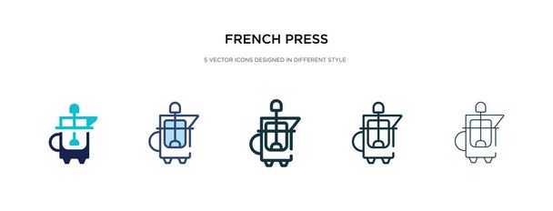 french press icon in different style vector illustration. two co - Вектор, зображення