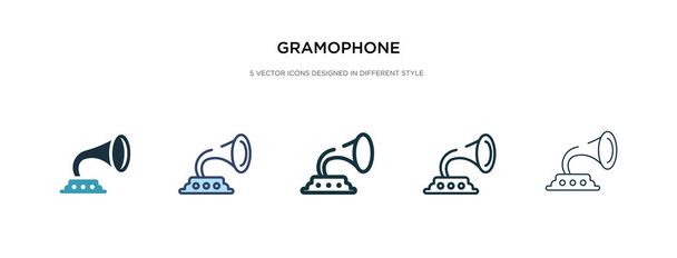 gramophone icon in different style vector illustration. two colo - Vector, imagen