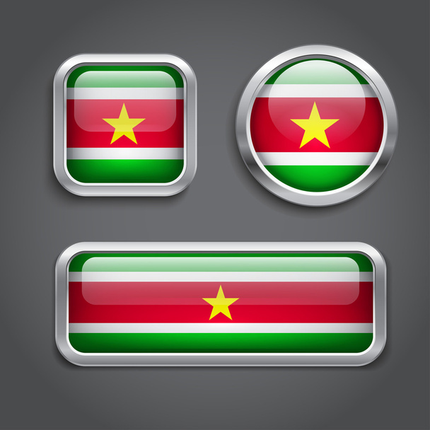 Suriname flag glass buttons - Vektor, Bild