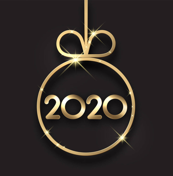 ブラック2020ゴールドクリスマスボールと新年の背景. - ベクター画像