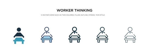 異なるスタイルのベクトル図でアイコンを考える労働者2つ - ベクター画像
