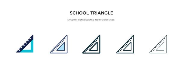 Okul üçgeni ikonu farklı bir biçim vektör illüstrasyonunda. iki - Vektör, Görsel