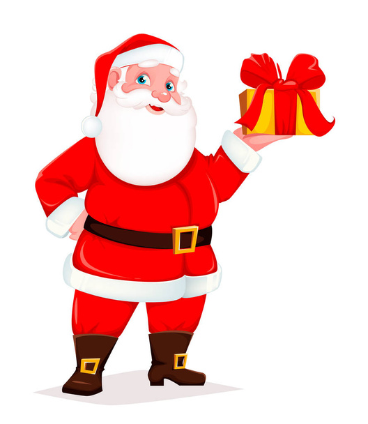 niedlichen Weihnachtsmann halten Geschenkbox - Vektor, Bild