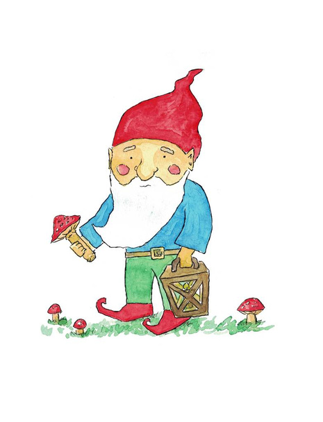 Gnome watercolor illustration hand drawn - 写真・画像