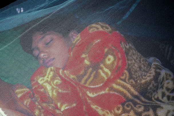 Un niño dormido dentro de una mosquitera, la forma más segura y fácil
  - Foto, imagen