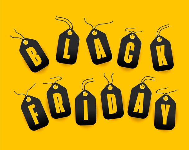 Inscription Black Friday on a yellow background. - Vector, Image