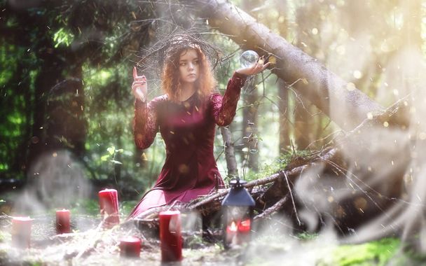 Witch ritual in a forest - Photo, Image