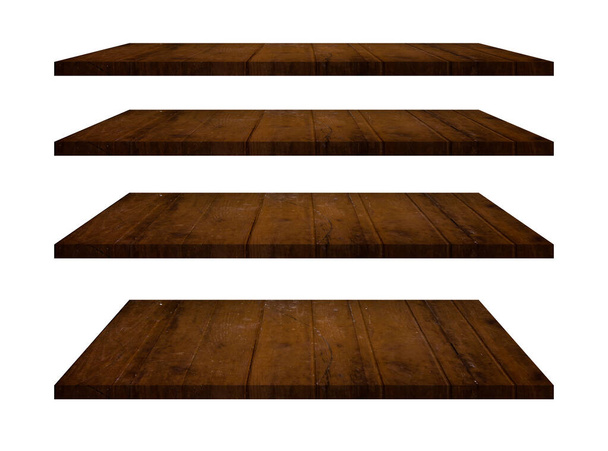 Houten planken Table Top collectie geïsoleerd op witte achtergrond. Uitknippad opnemen in deze afbeelding. - Foto, afbeelding