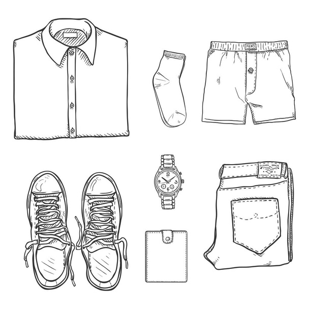 Векторный эскизный набор мужской одежды
. - Вектор,изображение
