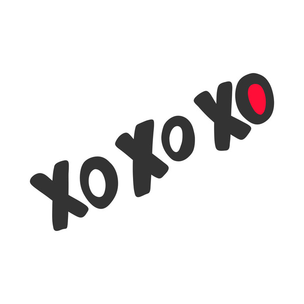 Xo xo. Sticker Saint Valentin pour le contenu des médias sociaux. illustration vectorielle dessinée à la main
.  - Vecteur, image