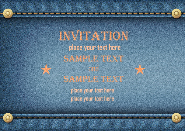 Листівка запрошення на фоні деніму
 - Вектор, зображення