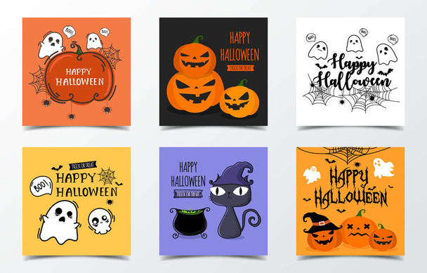 Set of halloween banner design template. Happy haloween card.  - Vektori, kuva