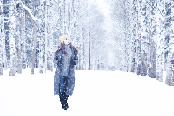 Krásná dívka v krásné zimní sníh - Fotografie, Obrázek
