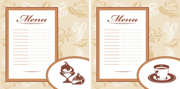 Drinks, pastry and ice cream. Menu card template - ベクター画像