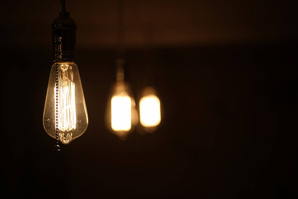 Lamps with tungsten filament. Edison's light bulb. Filament fila - Photo, Image