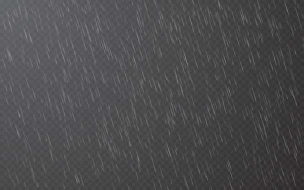 Η βροχή πέφτει σε διαφανές φόντο. Σταγόνες νερού που πέφτουν. Βροχές της φύσης. Απεικόνιση διανυσματικών φορέων - Διάνυσμα, εικόνα