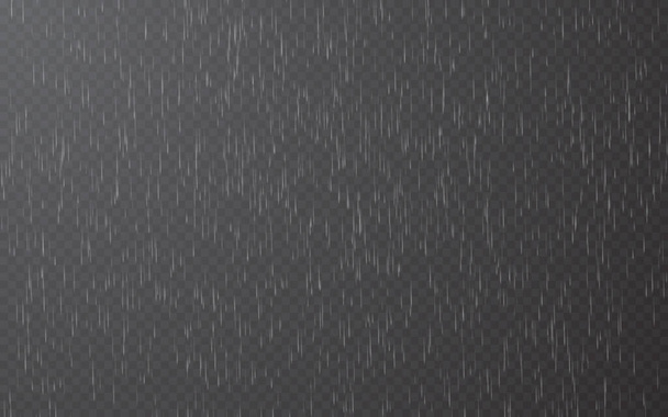 Dešťové kapky klesají na průhledné pozadí. Klesá voda. Přírodní srážky. Vektorová ilustrace - Vektor, obrázek