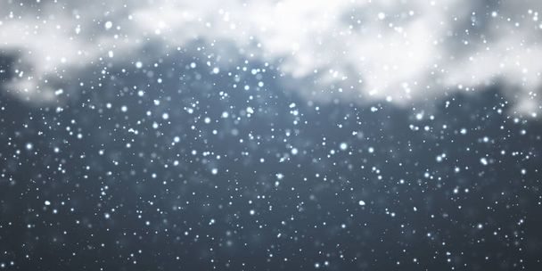 Neve com flocos de neve e nuvens sobre fundo transparente. Efeito de neve em queda. Neve de Natal. Uma queda de neve. Ilustração vetorial
 - Vetor, Imagem