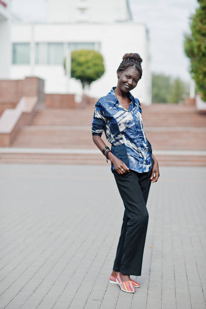 Young black female posed in the city. African women single portr - Photo, image