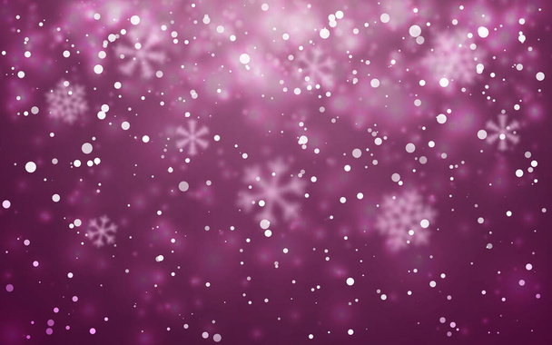 Christmas snow. Falling snowflakes on red background. Snowfall. Vector illustration - Vector, Image