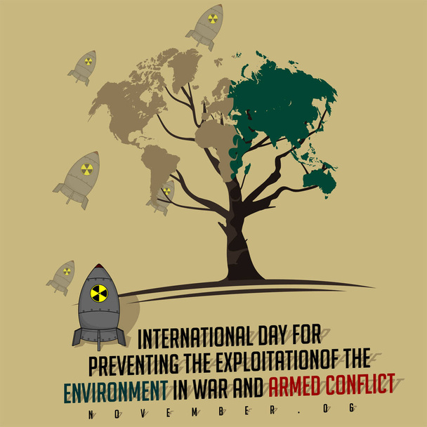 Περιβάλλον σε πόλεμο και ένοπλες συγκρούσεις - Διάνυσμα, εικόνα