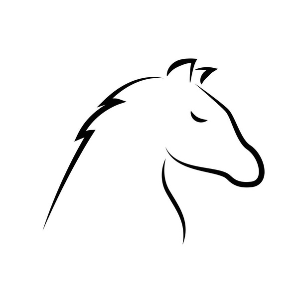 dibujo del contorno del caballo aislado sobre fondo blanco
 - Vector, Imagen