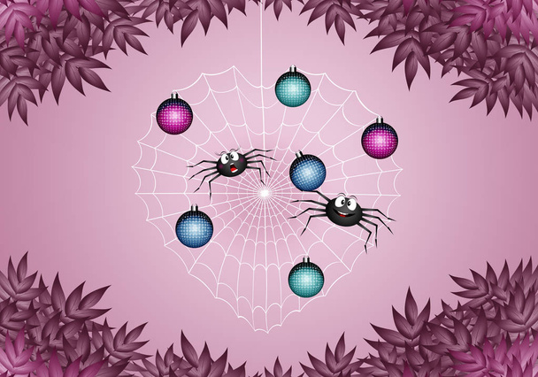 クリスマスに蜘蛛の巣のイラスト - 写真・画像