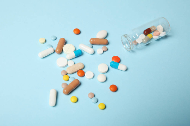 Pills and drug addiction. Medical colorful capsules. - Fotografie, Obrázek