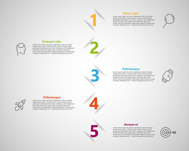 5 kroků infografická šablona s minimalistickým stylem. Lze použít pro vaši prezentaci, masové, bannery. - Vektor, obrázek