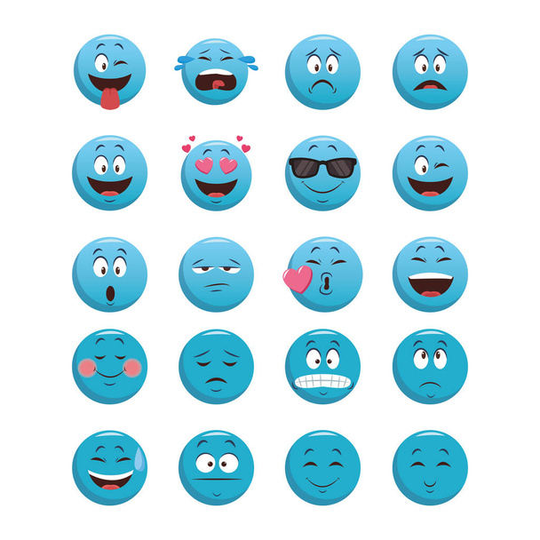 Set di emoticon chat blu, design colorato
 - Vettoriali, immagini