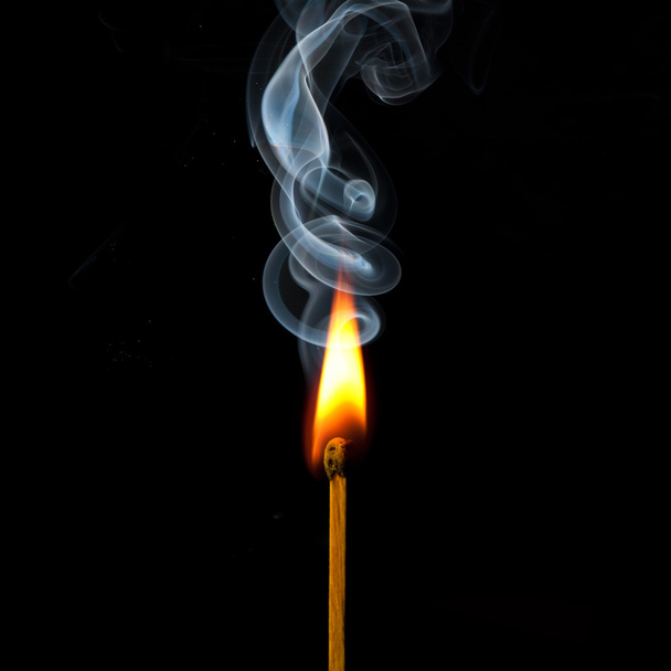 Spark of match with fire and smoke - Foto, immagini
