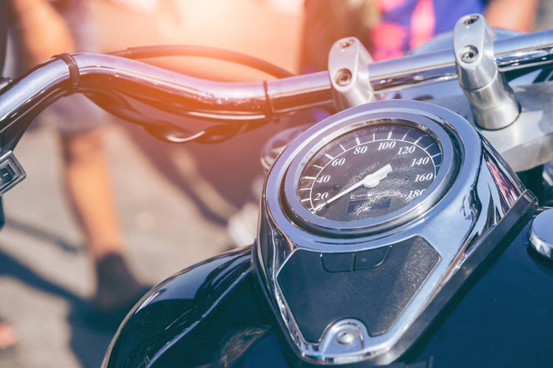 Motorcycle detail with gasoline tank and speedometer.  - Photo, Image