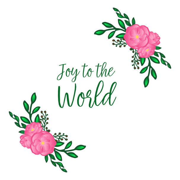 Poster joy to the world, with art of pink wreath frame. Vector - Vector, Image