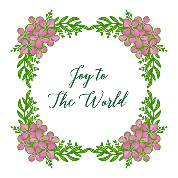 Text joy to the world, with graphic of cute pink flower frame. Vector - Vector, Image