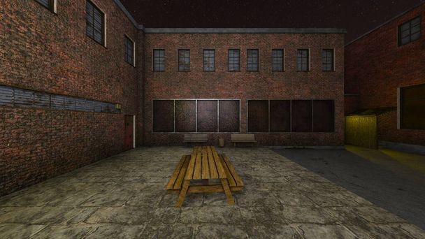 3D CG renderelés Alley vissza - Fotó, kép