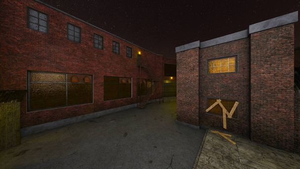 3D CG renderelés Alley vissza - Fotó, kép