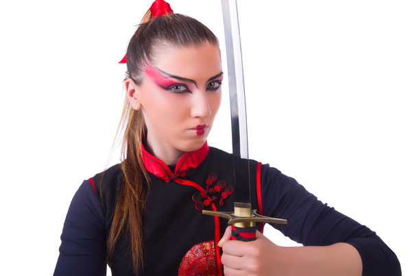 Femme dans l'art martial japonais concept - Photo, image