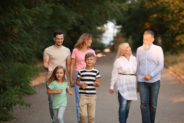 Große Familie geht im Park spazieren - Foto, Bild