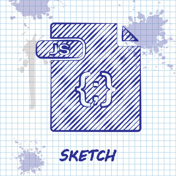 Sketch line Js dosya belgesi. Beyaz arka planda yalıtılmış js düğme simgesini indirin. Js dosya sembolü. Vektör İllüstrasyonu - Vektör, Görsel