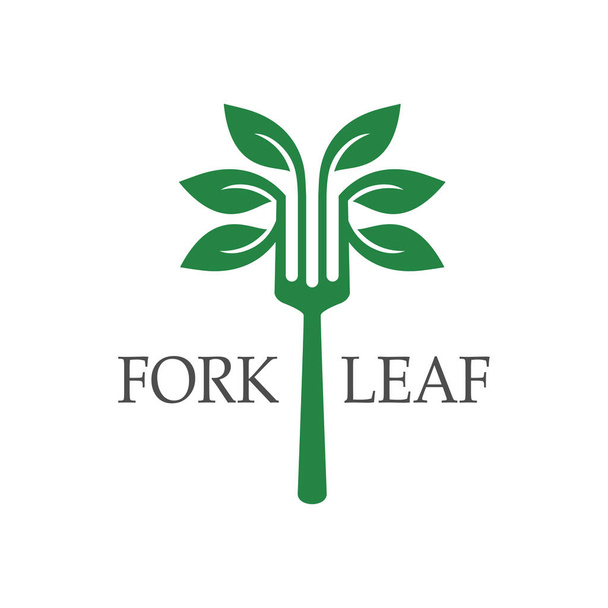 logotipo da folha de garfo
 - Vetor, Imagem