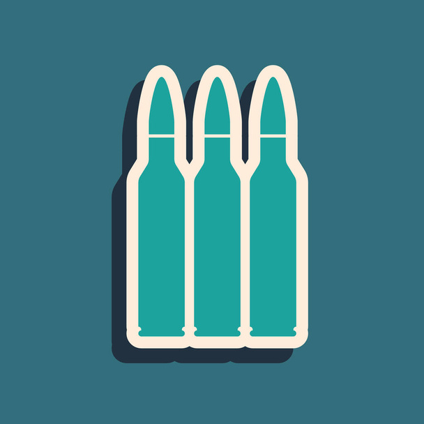 Green Bullet icon isolated on blue background. Long shadow style. Vector Illustration - Vector, Image