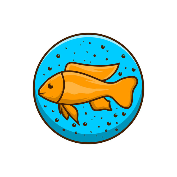 hal logó design egy körben - Vektor, kép