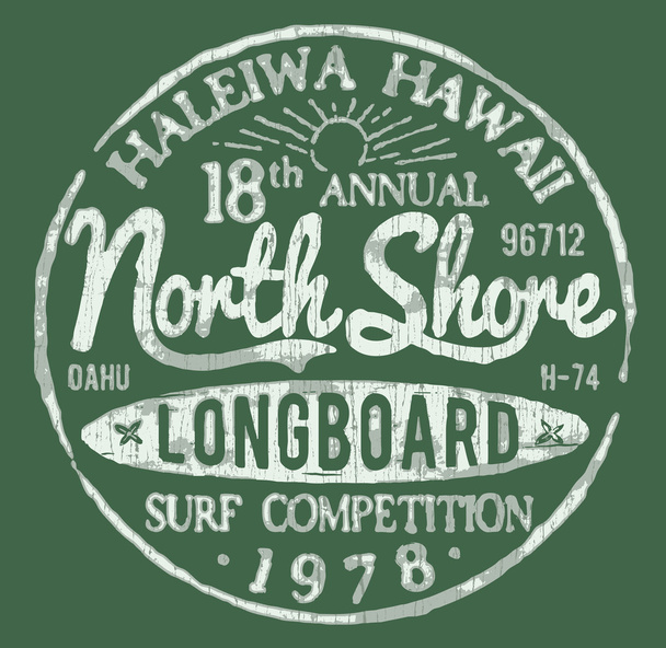 North Shore Surf Themed Vintage Design - Vector, Image