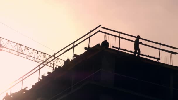 Baustelle bei rotem Sonnenuntergang - Filmmaterial, Video