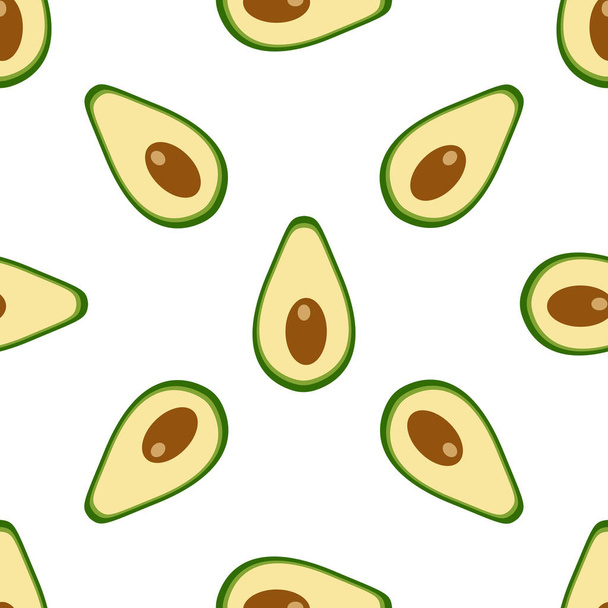 Vector seamless background with avocado fruit slices on a white background. - Vector, Image