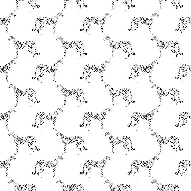 Seamless pattern of standing cheetah on white background. Vector 8 eps - Vecteur, image
