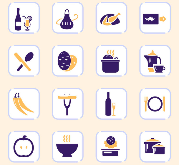 conjunto de iconos de comida y cocina - Vector, Imagen